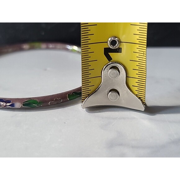 Cloisonne Floral Enamel Bangle Bracelet Vintage - Picture 8 of 10